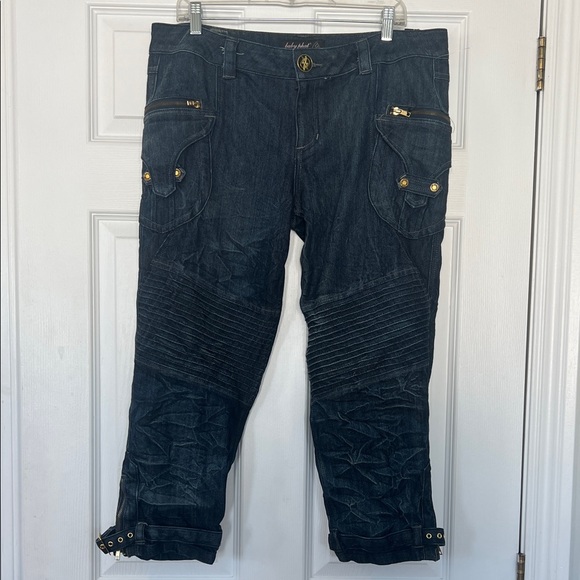 Baby Phat Pants - Baby Phat Black Capris with Gold Details